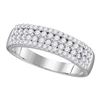 Image 1 : 0.78 CTW Pave-set Diamond Double Two Row Ring 10KT White Gold - REF-52F4N