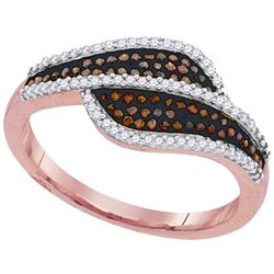 0.33 CTW Red Color Diamond Bypass Ring 10KT Rose Gold - REF-37Y5X