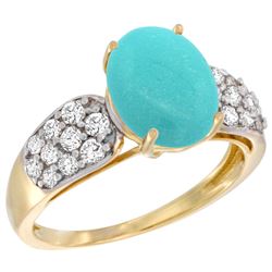 Natural 2.75 ctw turquoise & Diamond Engagement Ring 14K Yellow Gold - REF-65H2W