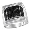 Image 1 : 1.08 CTW Mens Black Color Diamond Domed Rectangle Cluster Ring 10KT White Gold - REF-97W4K