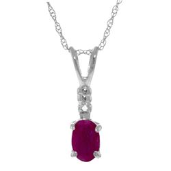 Genuine 0.46 ctw Ruby & Diamond Necklace Jewelry 14KT White Gold - REF-22K7V