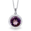 Genuine 6.2 ctw Amethyst & Diamond Necklace Jewelry 14KT White Gold - REF-70Z6N