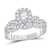 0.97 CTW Pear Diamond Bridal Wedding Engagement Ring 14KT White Gold - REF-142X4Y