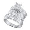 Image 1 : 0.30 CTW His & Hers Diamond Cluster Matching Bridal Ring 10KT White Gold - REF-71H9M