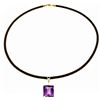 Genuine 6.51 ctw Amethyst & Diamond Necklace Jewelry 14KT White Gold - REF-31H6X