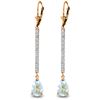 Genuine 3.6 ctw Aquamarine & Diamond Earrings Jewelry 14KT Rose Gold - REF-64H6X