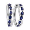 2.67 CTW Oval Natural Blue Sapphire Diamond Woven Hoop Earrings 14KT White Gold - REF-179F9N