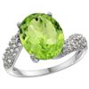Natural 5.08 ctw peridot & Diamond Engagement Ring 14K White Gold - REF-60V3F