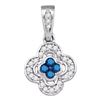 Image 1 : 0.28 CTW Blue Color Diamond Cluster Pendant 10KT White Gold - REF-18W2K