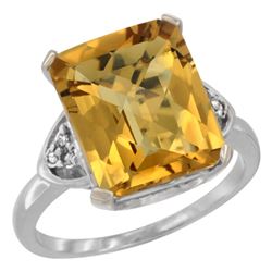 Natural 5.44 ctw whisky-quartz & Diamond Engagement Ring 14K White Gold - REF-43F9N