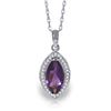 Genuine 1.80 ctw Amethyst & Diamond Necklace Jewelry 14KT White Gold - REF-61X6M