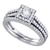 1 CTW Diamond Square Halo Bridal Engagement Ring 14KT White Gold - REF-149Y9X
