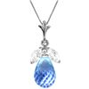 Genuine 7.2 ctw Blue Topaz & White Topaz Necklace Jewelry 14KT White Gold - REF-30R5P