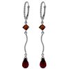 Genuine 3.5 ctw Garnet Earrings Jewelry 14KT White Gold - REF-33Y8F