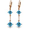 Genuine 3.75 ctw Blue Topaz Earrings Jewelry 14KT Rose Gold - REF-30F6Z