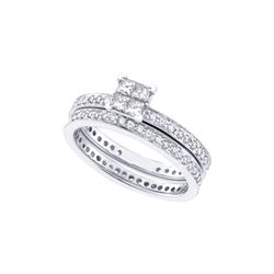 1 CTW Princess Diamond Eternity Bridal Engagement Ring 14KT White Gold - REF-109N4F