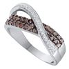 0.49 CTW Cognac-brown Color Diamond Crossover Ring 14KT White Gold - REF-49F5N
