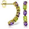 Genuine 2.5 ctw Amethyst & Peridot Earrings Jewelry 14KT Yellow Gold - REF-37K4V