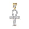 1 CTW Mens Diamond Ankh Cross Charm Pendant 10KT Yellow Gold - REF-75K2W