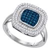 Image 1 : 0.50 CTW Blue Color Diamond Square Cluster Ring 10KT White Gold - REF-37M5H