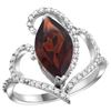 Natural 3.33 ctw Garnet & Diamond Engagement Ring 14K White Gold - REF-77Z5Y