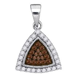 0.30 CTW Cognac-brown Color Diamond Triangle Cluster Pendant 10KT White Gold - REF-14F9N