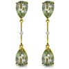 Genuine 6.01 ctw Green Amethyst & Diamond Earrings Jewelry 14KT Yellow Gold - REF-42T4A