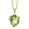Genuine 13.05 ctw Green Amethyst & Diamond Necklace Jewelry 14KT Yellow Gold - REF-31Y6F
