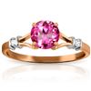 Genuine 1.02 ctw Pink Topaz & Diamond Ring Jewelry 14KT Rose Gold - REF-28W5Y