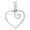 0.11 CTW Diamond Clef Heart Pendant 10KT White Gold - REF-8X2Y