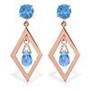 Genuine 2.4 ctw Blue Topaz Earrings Jewelry 14KT Rose Gold - REF-39T3A