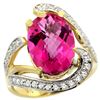 Natural 6.22 ctw pink-topaz & Diamond Engagement Ring 14K Yellow Gold - REF-134N9G