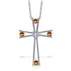 Genuine 0.43 ctw Citrine & Diamond Necklace Jewelry 14KT White Gold - REF-76T7A