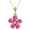 Genuine 2.22 ctw Pink Topaz & Diamond Necklace Jewelry 14KT Yellow Gold - REF-30T7A