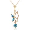 Genuine 0.40 ctw Blue Topaz Necklace Jewelry 14KT Yellow Gold - REF-22X2M