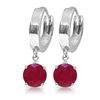 Genuine 2.5 ctw Ruby Earrings Jewelry 14KT White Gold - REF-33Z6N