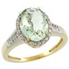 Natural 2.49 ctw Green-amethyst & Diamond Engagement Ring 14K Yellow Gold - REF-42H2W