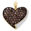 0.85 CTW Cognac-brown Color Diamond Heart Love Pendant 10KT Yellow Gold - REF-22Y4X