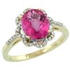 Natural 1.85 ctw Pink-topaz & Diamond Engagement Ring 14K Yellow Gold - REF-38Y6X