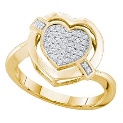 0.15 CTW Diamond Heart Love Cluster Ring 10KT Yellow Gold - REF-22N4F