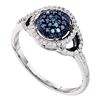 Image 1 : 0.25 CTW Blue Color Diamond Framed Cluster Ring 10KT White Gold - REF-20K9W
