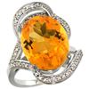 Natural 11.23 ctw citrine & Diamond Engagement Ring 14K White Gold - REF-104Z5Y