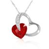 Image 1 : Genuine 4.4 ctw Ruby & Diamond Necklace Jewelry 14KT White Gold - REF-71Y9F
