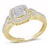 0.20 CTW Diamond Square Halo Cluster Ring 10KT Yellow Gold - REF-26K9W