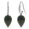 Genuine 24.68 ctw Black Spinel & Diamond Earrings Jewelry 14KT White Gold - REF-50K5V