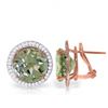 Genuine 10.40 ctw Green Amethyst & Diamond Earrings Jewelry 14KT Rose Gold - REF-120T5A