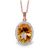 Genuine 4.88 ctw Citrine & Diamond Necklace Jewelry 14KT Rose Gold - REF-70A2K