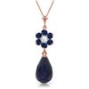 Genuine 3.83 ctw Sapphire & Diamond Necklace Jewelry 14KT Rose Gold - REF-32W9Y