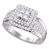 0.75 CTW Princess Diamond Cluster Bridal Engagement Ring 14KT White Gold - REF-101Y9X