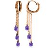 Genuine 4.8 ctw Amethyst Earrings Jewelry 14KT Rose Gold - REF-64N4R